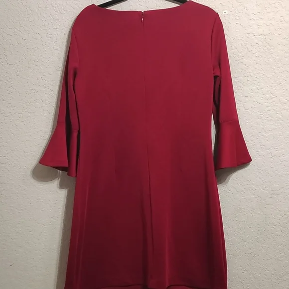 New York & Company Women's Large Red Stretch Zip Up Cocktail Dress Knee Length - Picture 5 of 7